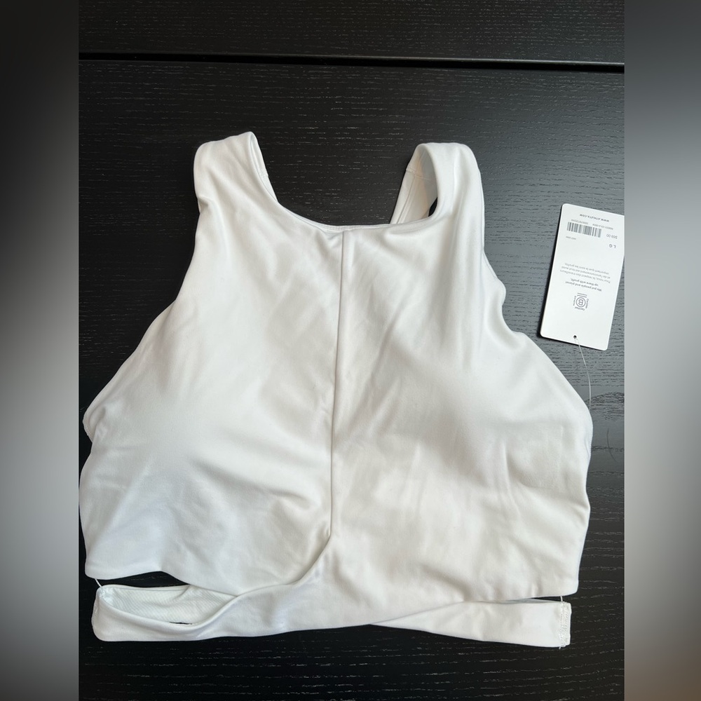 Athleta Conscious Cut Out White Cropped Athletic Yoga Pilates Workout Bra - Picture 2 of 13